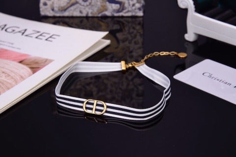 Dior Liora Ribbon Stripe Choker Necklace