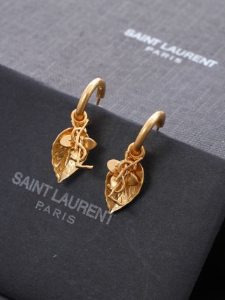 YSL Jardin Doré Botanical Hoop Earrings